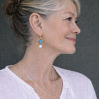 Blue Stone and Pearl Leverback Earrings