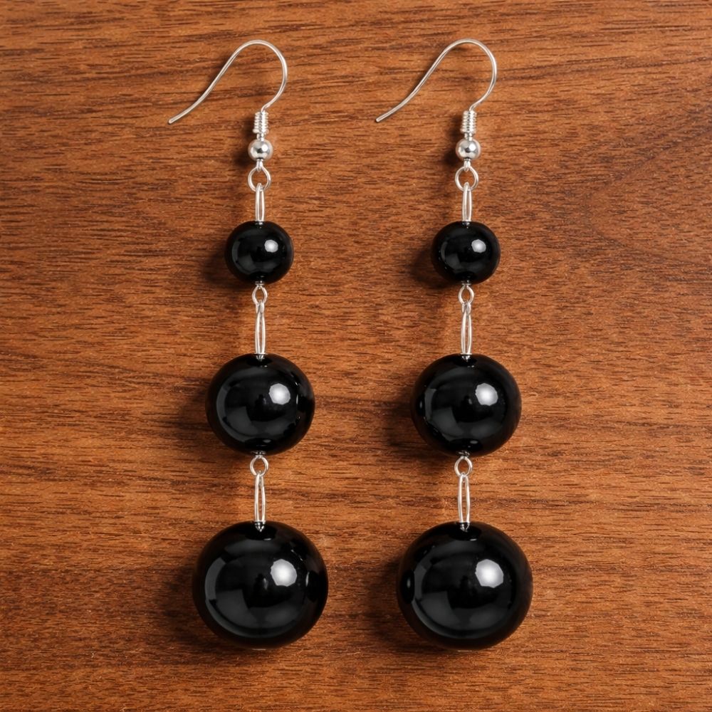 Minimalist Black Bead Earrings