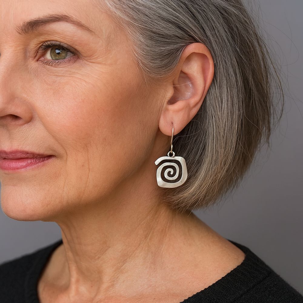 Vintage-Style Square Etched Maze Earrings