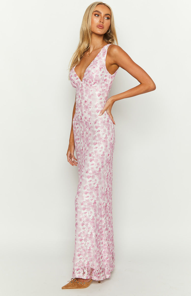 Sleeveless V-Neck Open Back Textured Maxi Dress