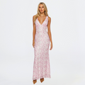 Sleeveless V-Neck Open Back Textured Maxi Dress