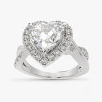 Adjustable Heart Ring with Zircon, Gold-Plated Steel