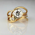 Gold-Tone Wave Ring with Round and Small Zirconia