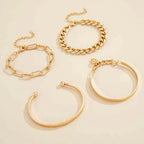 Curb Chain and Love Bangle Bracelet Set