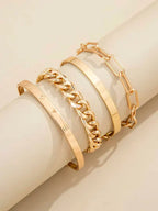 Curb Chain and Love Bangle Bracelet Set
