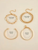 Curb Chain and Love Bangle Bracelet Set