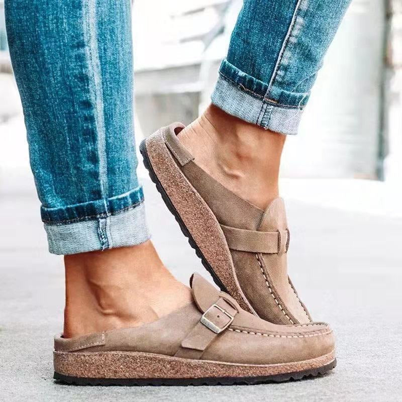 Faux Suede Buckle Strap Slingback Sandals