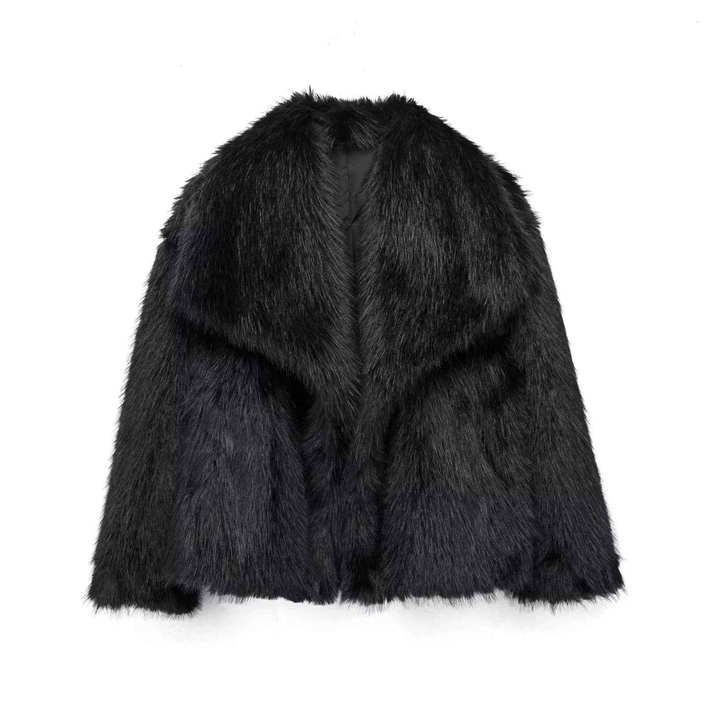Leather-Look Longline Coat with Clean, Classic Lines
