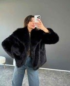 Leather-Look Longline Coat with Clean, Classic Lines