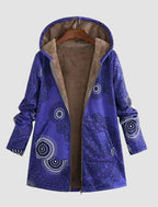 Geometric Print Parka with Sherpa Lining and Deep Pockets