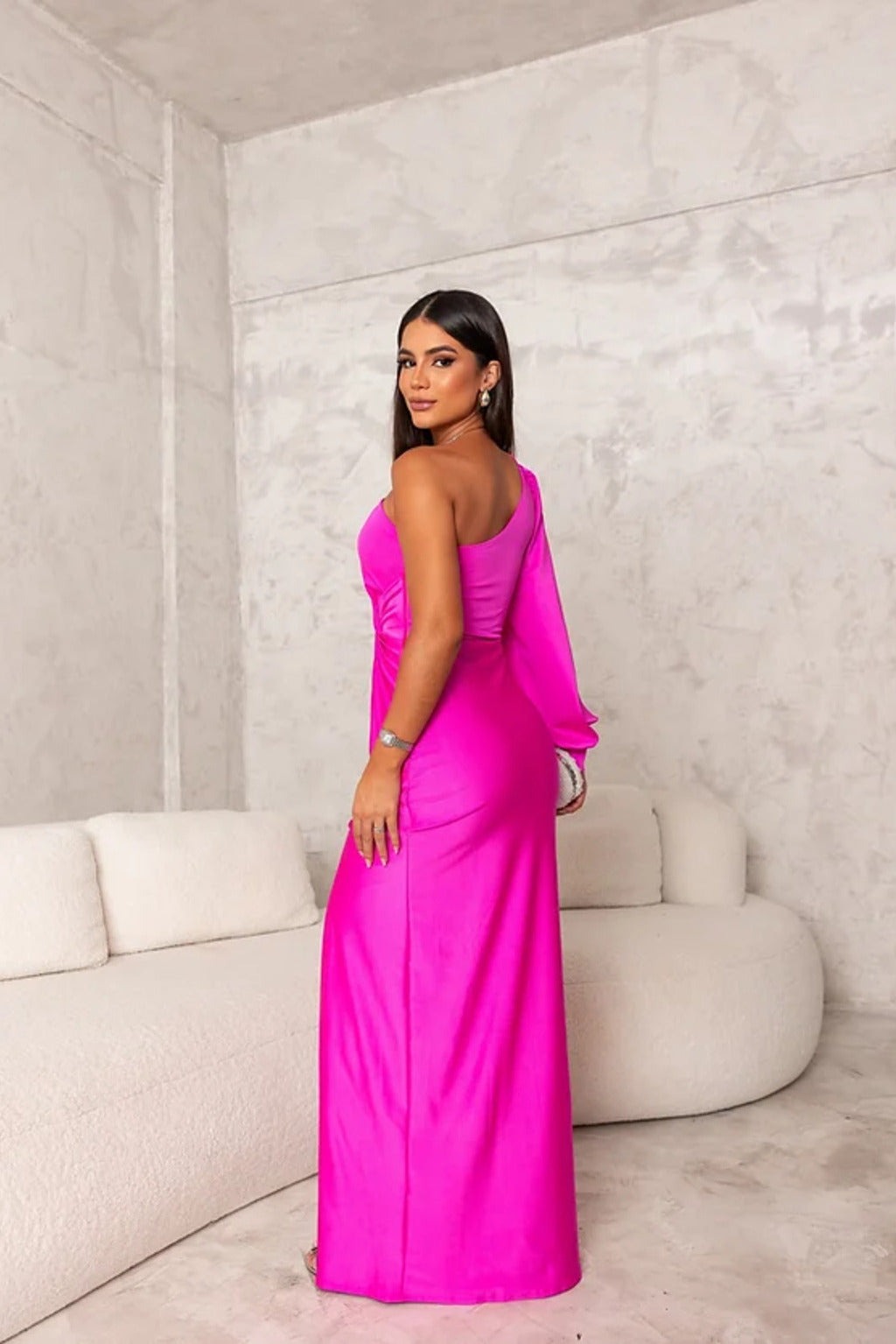 One Shoulder Neckline Relaxed Maxi Dress