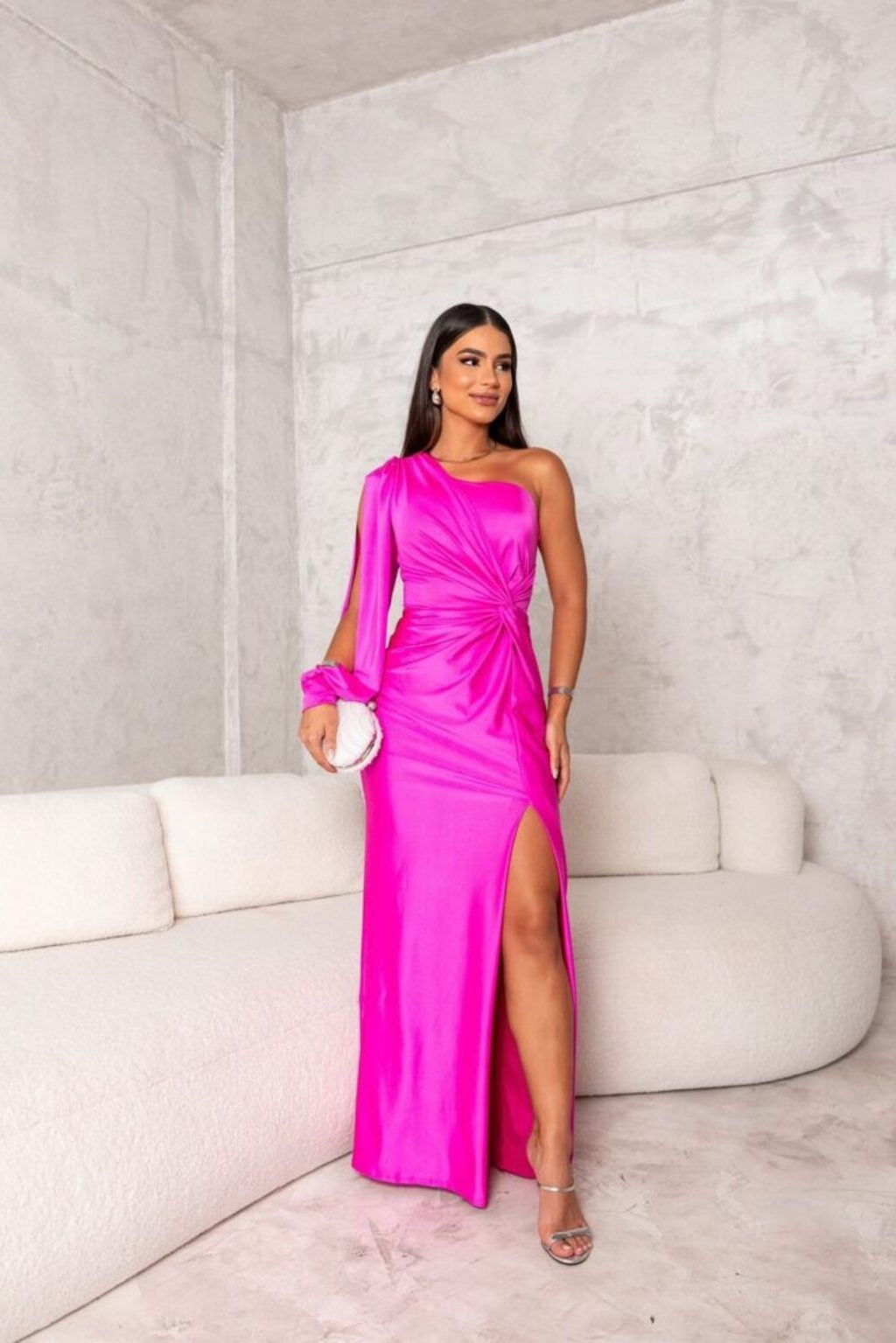 One Shoulder Neckline Relaxed Maxi Dress