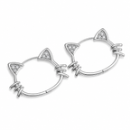 Sterling zilveren oorringen met kattenoortjes in twee afwerkingen