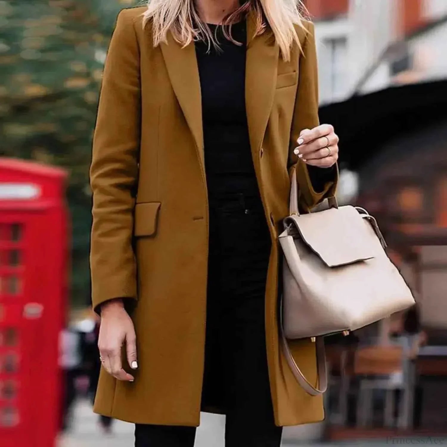 Open Front A-Line Coat with Round Neck and Long Sleeves