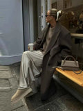 Lightweight Brushed Coat with Single-Breasted Front and Lapels