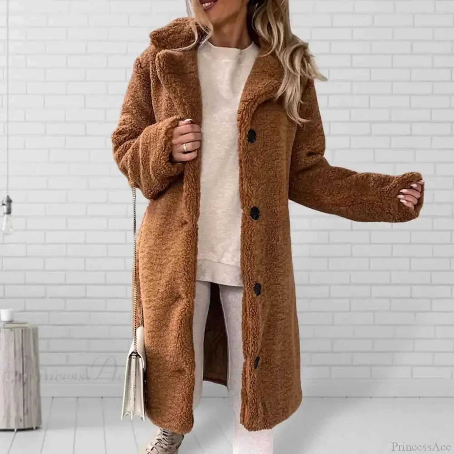 Single Breasted Belted Coat with a Turn Down Collar and Long Line
