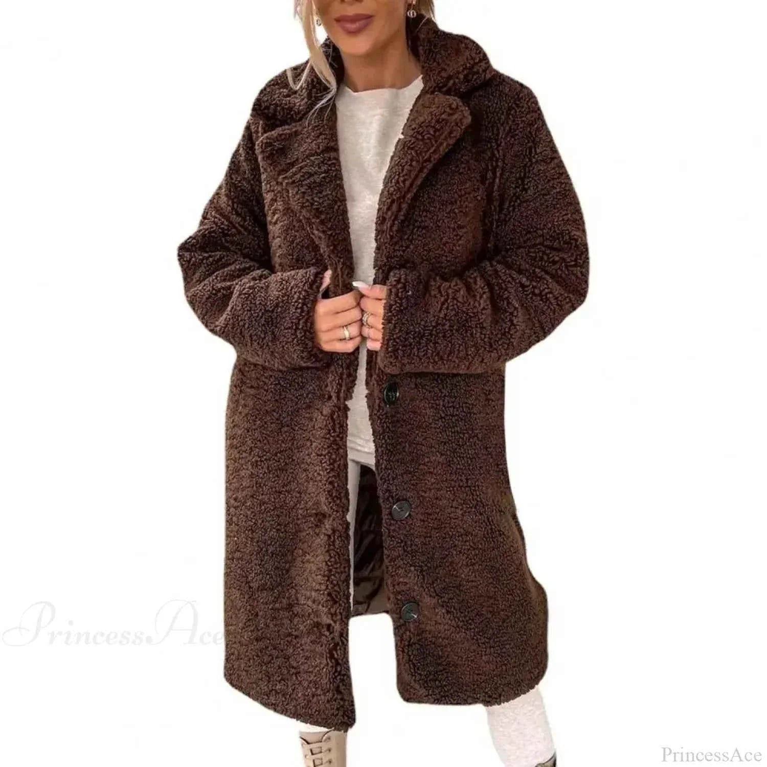 Single Breasted Belted Coat with a Turn Down Collar and Long Line