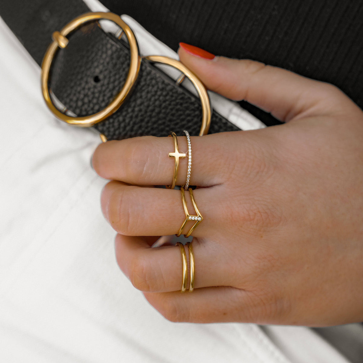 Adjustable Double-Band Open Cuff Ring