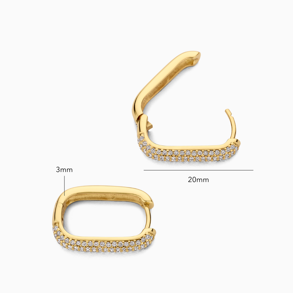 Rectangular Pavé Hoop Earrings in Two Metal Tones
