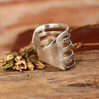 Bohemian Aztec Turquoise Wide Band Silver-Tone Ring