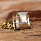 Bohemian Aztec Turquoise Wide Band Silver-Tone Ring