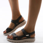Women's Dual Strap Flat Sandals with Textured Sole