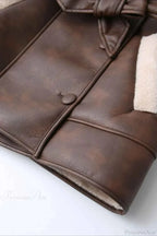 Faux Leather Jacket with Belted Waist and Loose Body