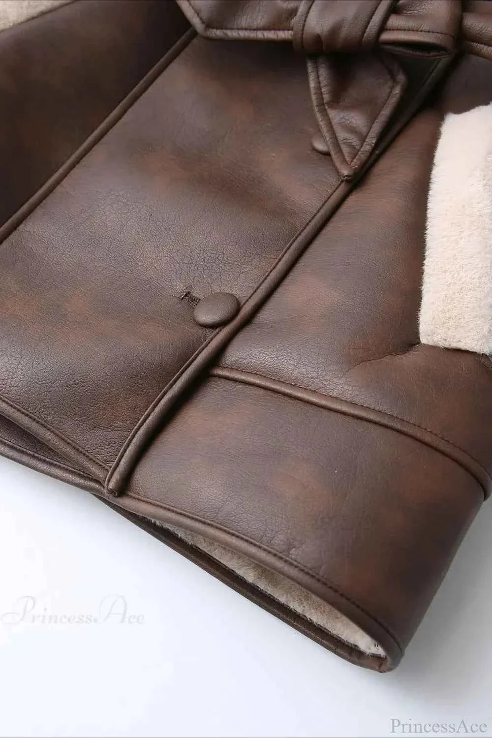 Faux Leather Jacket with Belted Waist and Loose Body