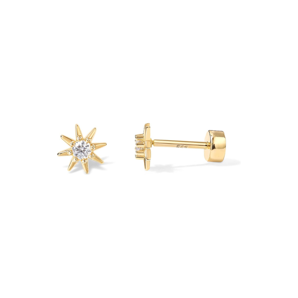 Sunburst Earrings in Gold Tone
