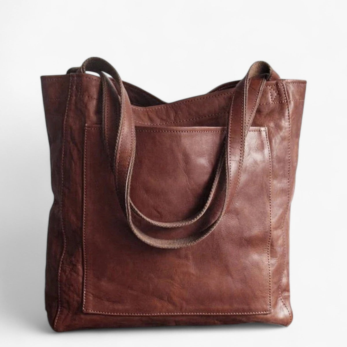 Everyday Leather Handbag with Snap Closure and Extra Space