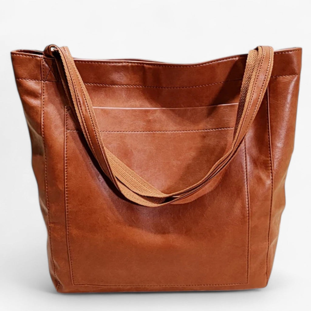 Everyday Leather Handbag with Snap Closure and Extra Space