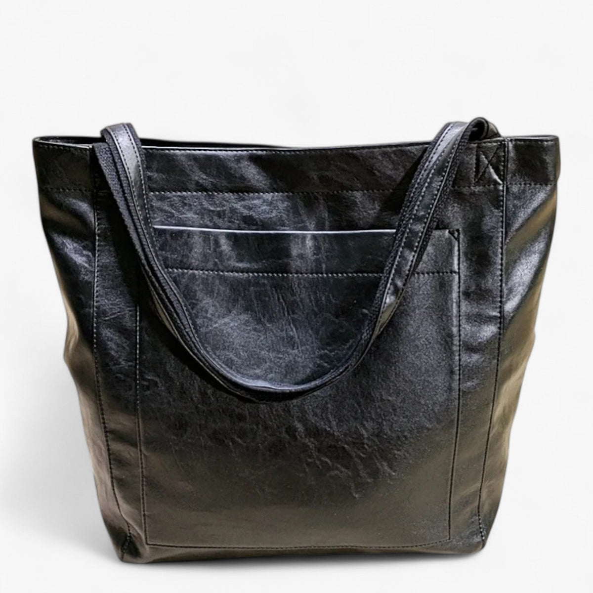 Everyday Leather Handbag with Snap Closure and Extra Space