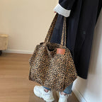 Oversized Leopard Print Canvas Tote Bag for Everyday
