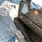 Oversized Leopard Print Canvas Tote Bag for Everyday