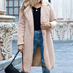 Fluffy Teddy Cape with Turn Down Collar and Open Front
