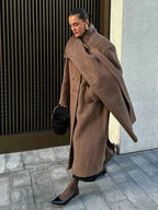 Double Breasted Longline Coat with a Classic Lapel Collar