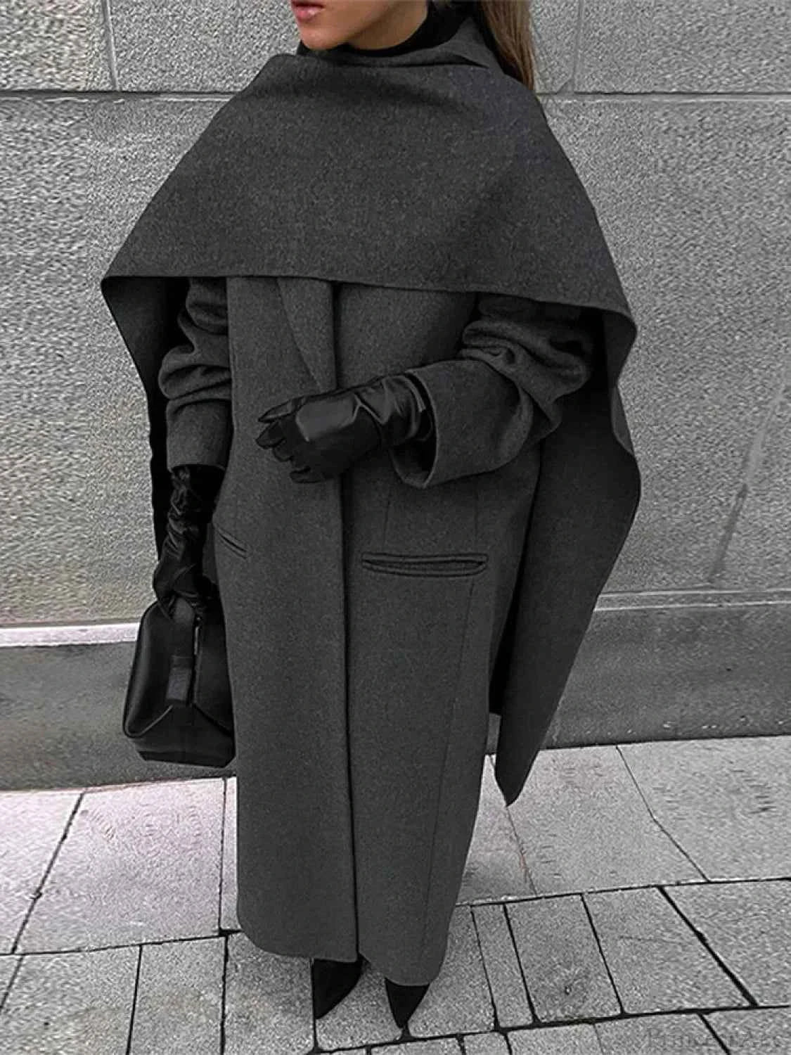 Double Breasted Longline Coat with a Classic Lapel Collar