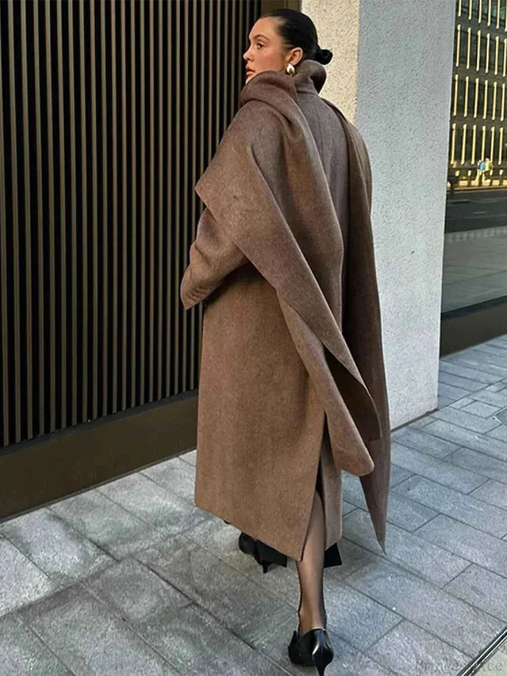 Double Breasted Longline Coat with a Classic Lapel Collar