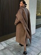 Double Breasted Longline Coat with a Classic Lapel Collar