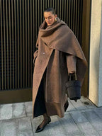 Double Breasted Longline Coat with a Classic Lapel Collar