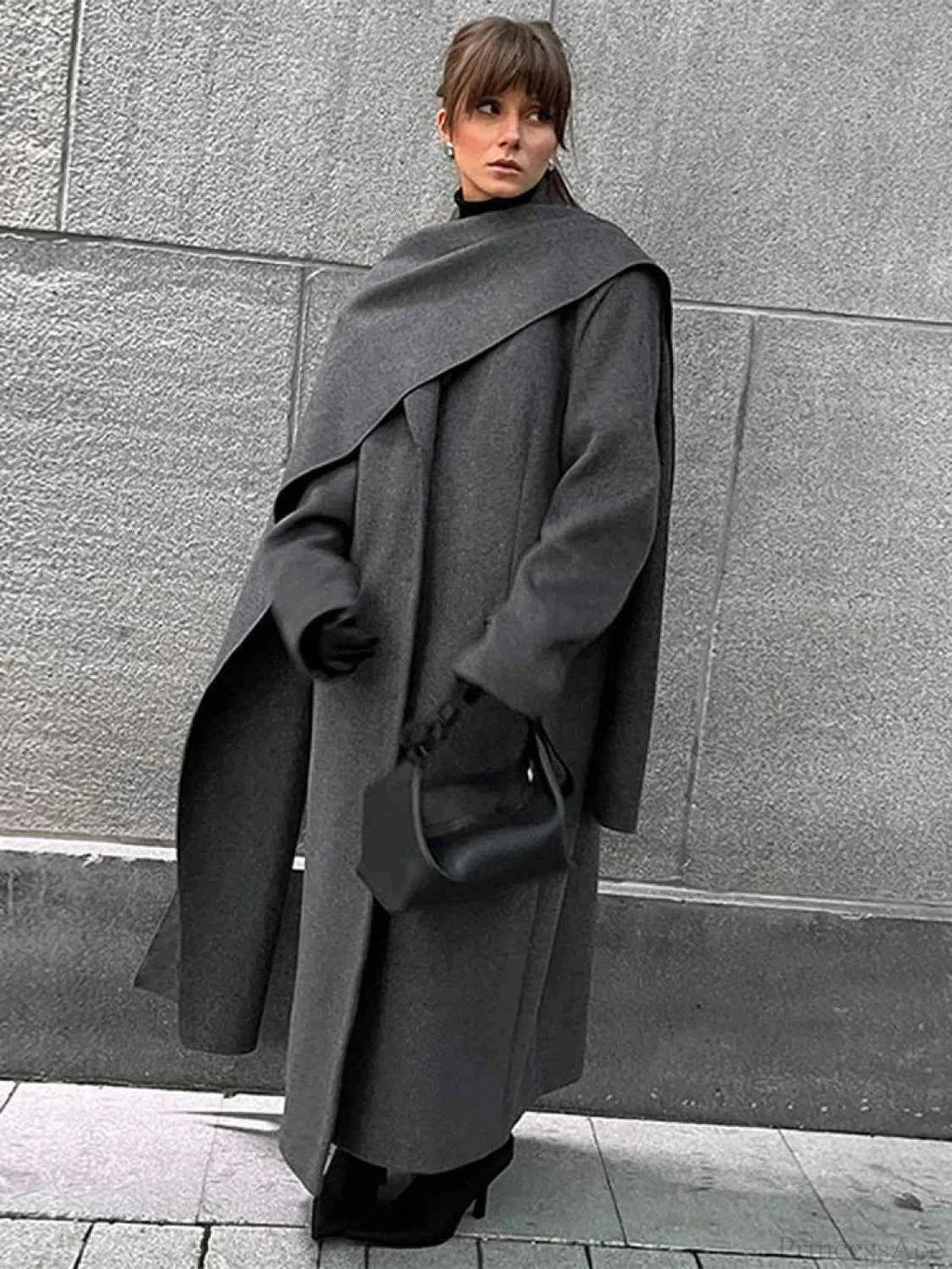 Double Breasted Longline Coat with a Classic Lapel Collar