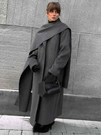 Double Breasted Longline Coat with a Classic Lapel Collar