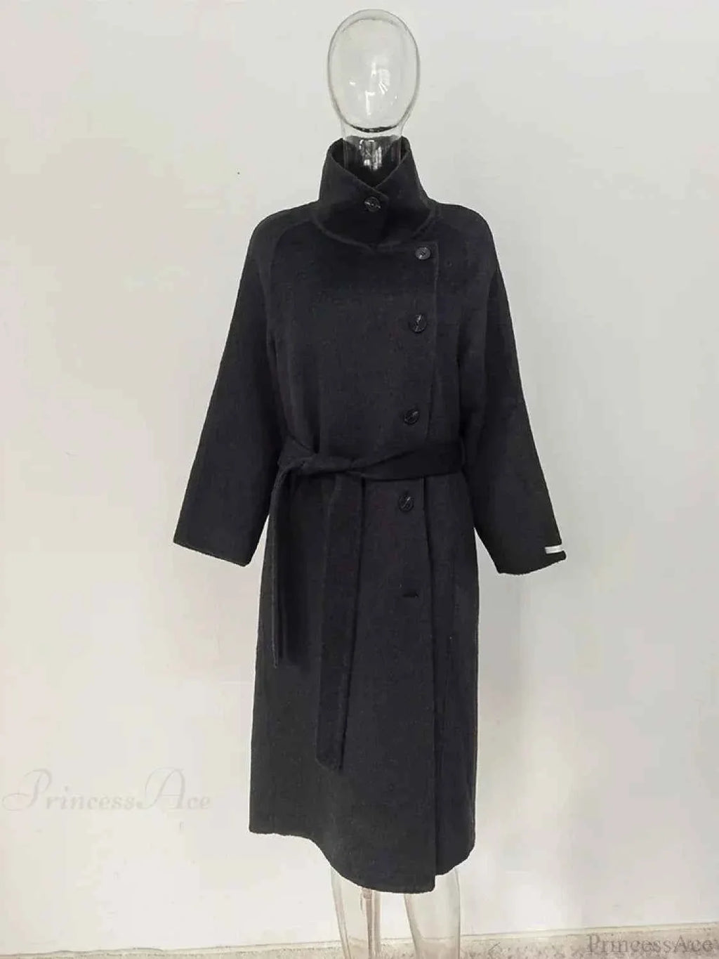 Longline Single-Breasted Brushed Coat with Turn-Down Collar