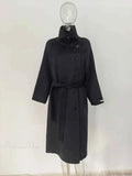 Longline Single-Breasted Brushed Coat with Turn-Down Collar