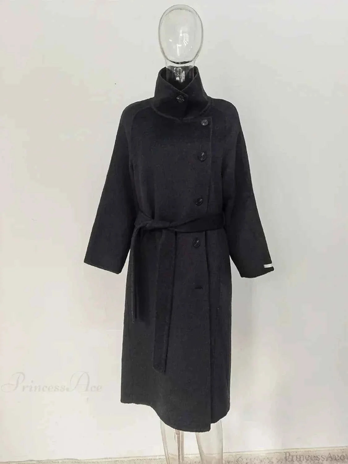 Longline Single-Breasted Brushed Coat with Turn-Down Collar
