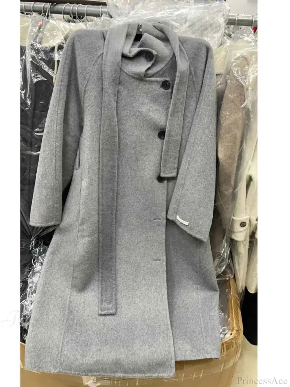 Longline Single-Breasted Brushed Coat with Turn-Down Collar