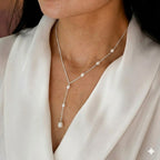 Cascaderende lariat-ketting met parels