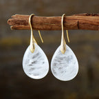 Clear Quartz-Look Teardrop Earrings