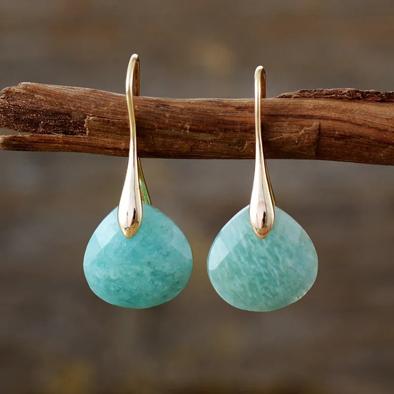 Gold-Tone Amazonite Drop Earrings