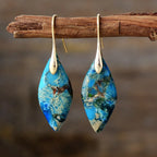 Jasper and Gold-Tone Teardrop Earrings